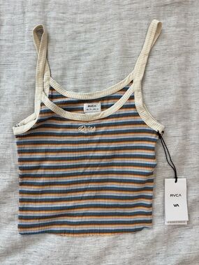 RVCA Women's Striped Ribbed Tank Top. Xs. Crop.